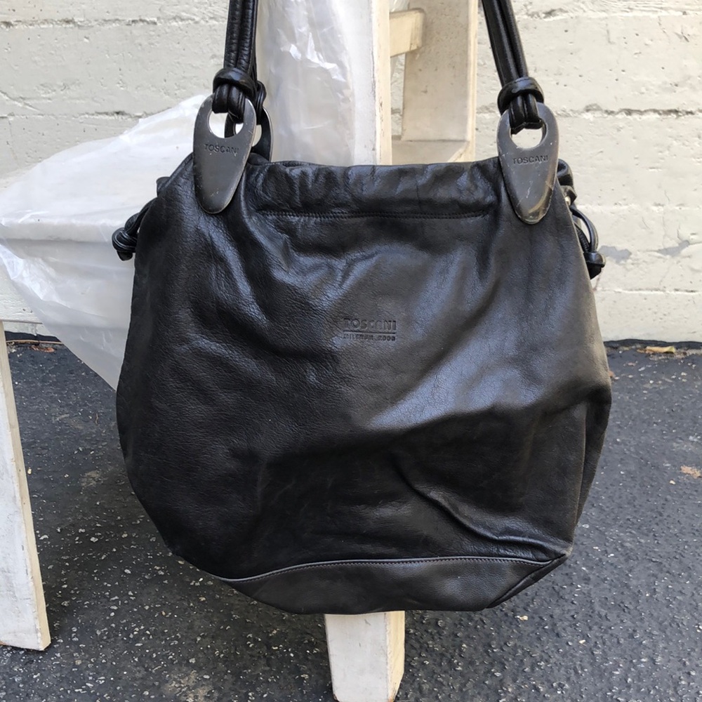 Toscani made in Italy Black Leather Shoulder Bag
